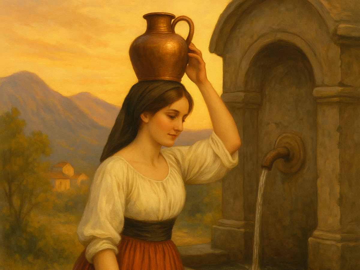 donna che porta l'acqua in testa, immagine generata con AI